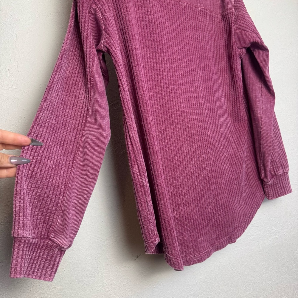 Briggs Mineral Wash‎ Waffle Knit Button Down Long Sleeve Top - Picture 5 of 8